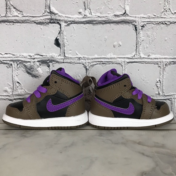 Nike Air Jordan 1 Mid “Purple Mocha” Toddler’s Sneakers Size 2C DQ8425-215 NEW - Picture 6 of 12